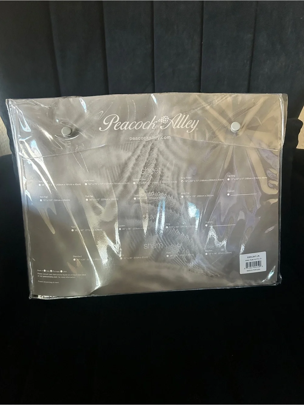 PEACOCK ALLEY King Fitted Sheet - Ivory with Small Greige Diamond Pattern
